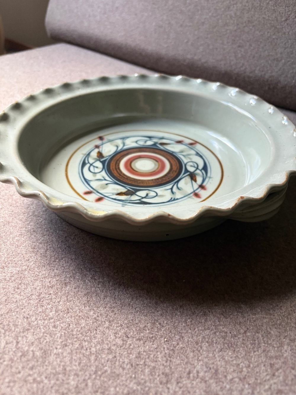 Vintage Red Truck Clay Works Studio Pottery — Ceramic Pie Baking Dish. 10.5”